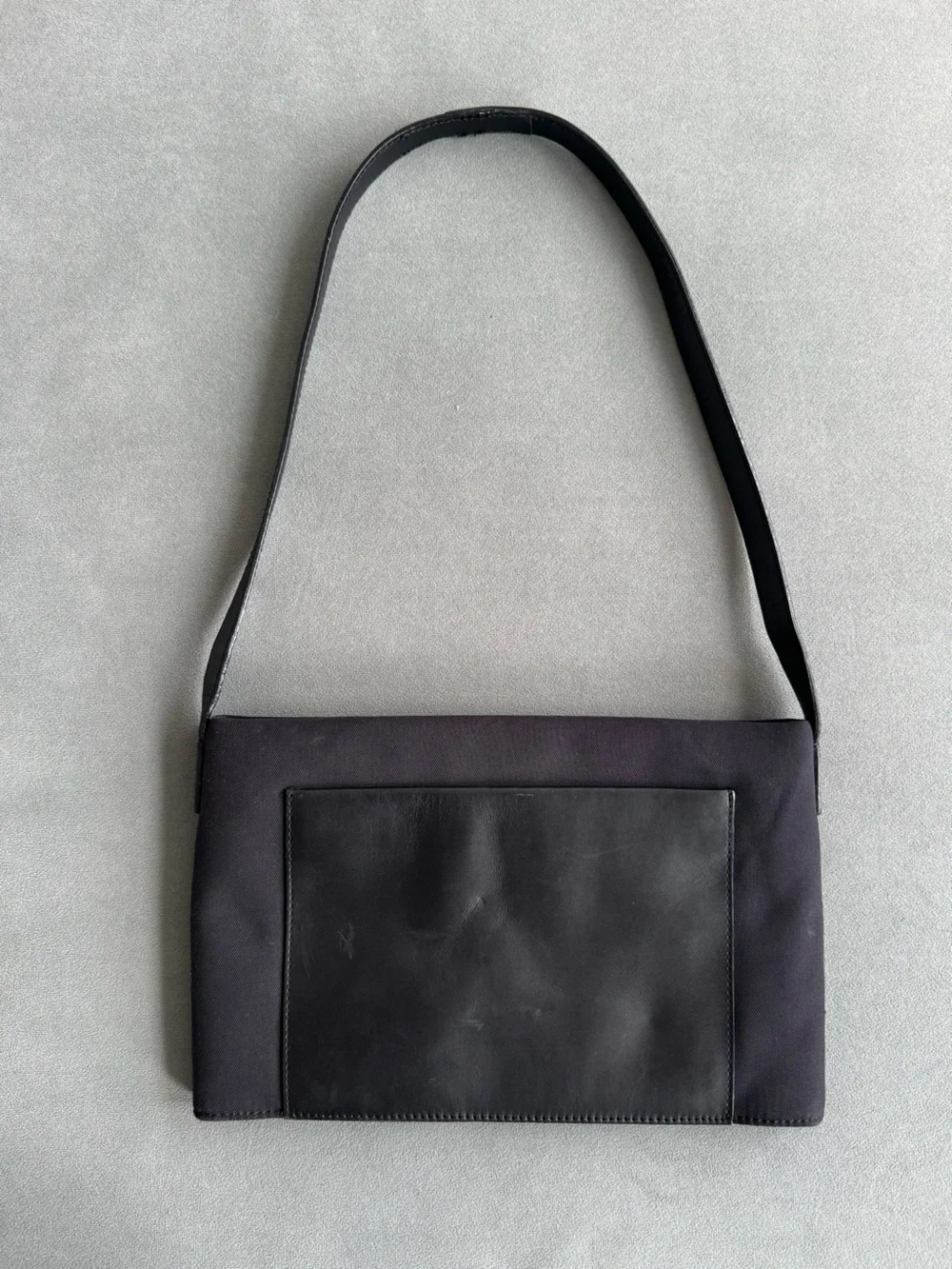 Vintage TUMI 05004 Black Leather Nylon Shoulder Bag Y2K